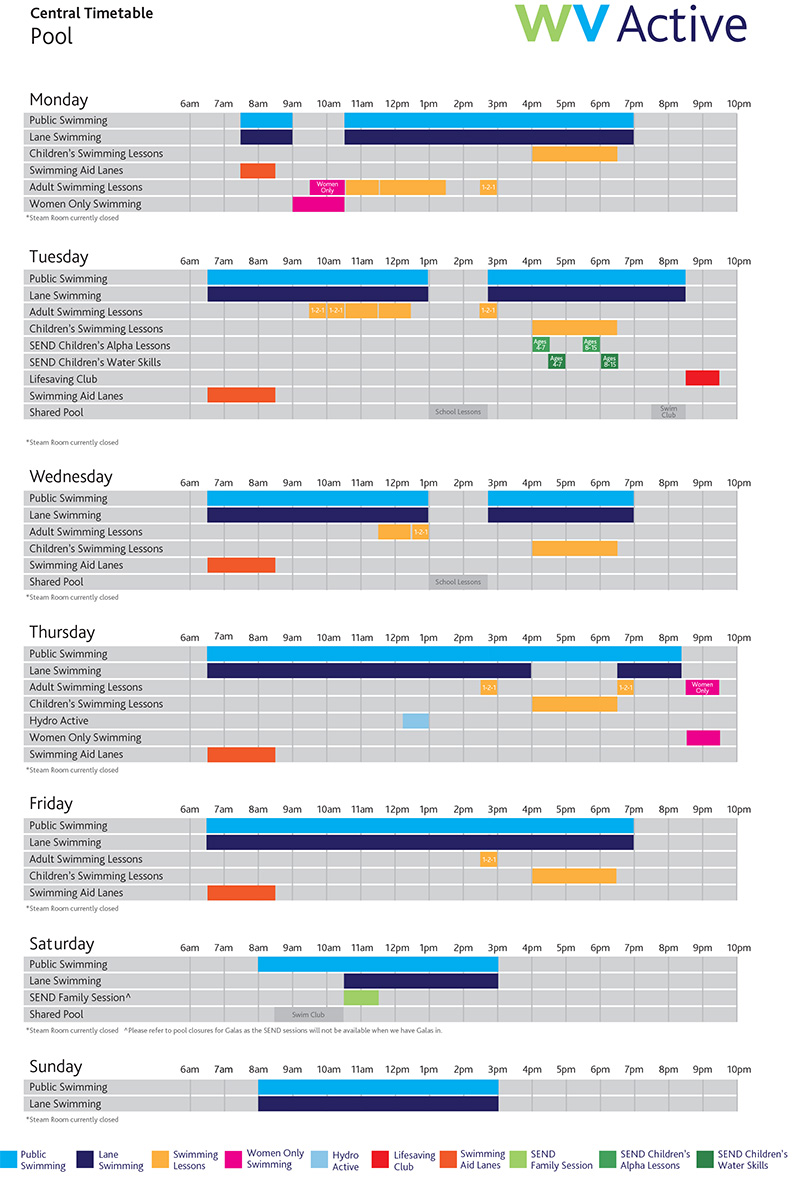 Central Swimming Timetable