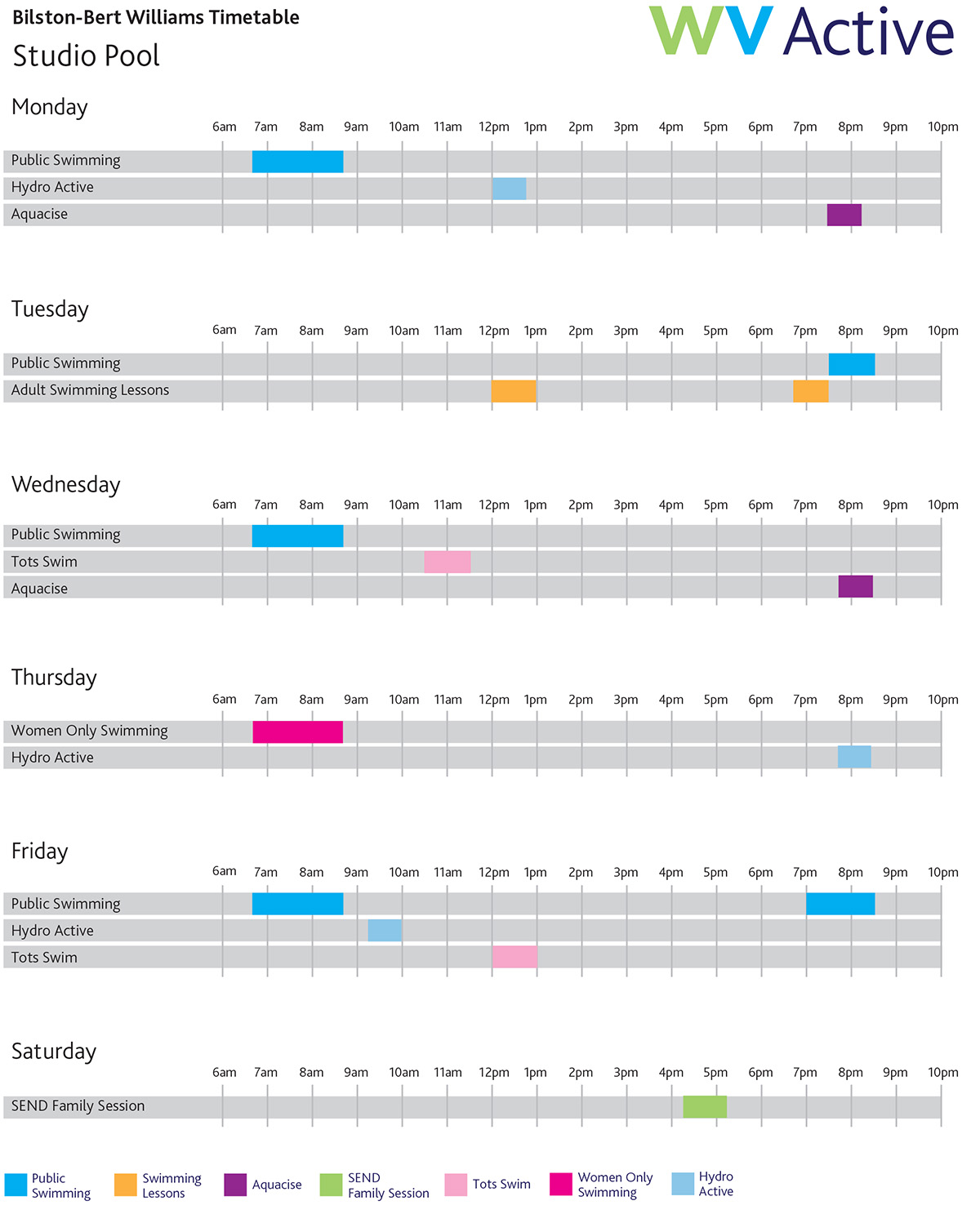 Bilston Studio Pool Timetable